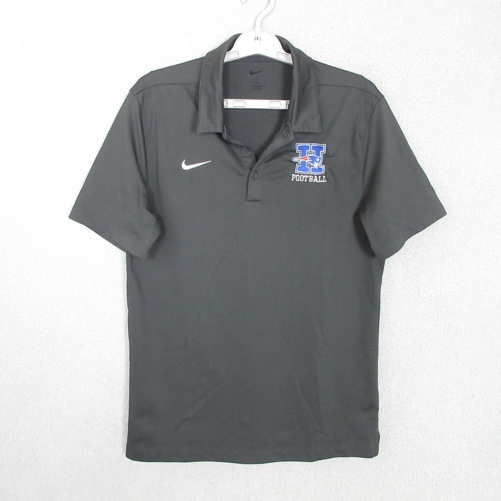 Nike Polo Shirt Mens Medium Gray H Football Logo Dri-FIT Short Sleeve